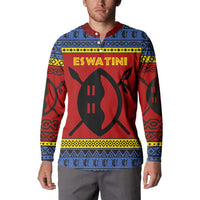 Eswatini Flag Button Sweatshirt with Traditional Shield Spear and Cultural Pattern Design - Wonder Print Shop