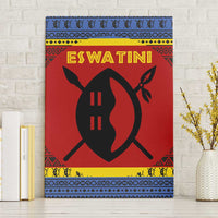 Eswatini Flag Canvas Wall Art with Traditional Shield Spear and Cultural Pattern Design - Wonder Print Shop