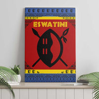 Eswatini Flag Canvas Wall Art with Traditional Shield Spear and Cultural Pattern Design - Wonder Print Shop