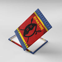 Eswatini Flag Canvas Wall Art with Traditional Shield Spear and Cultural Pattern Design - Wonder Print Shop