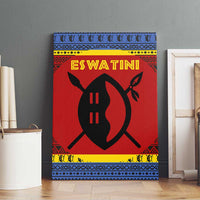 Eswatini Flag Canvas Wall Art with Traditional Shield Spear and Cultural Pattern Design - Wonder Print Shop