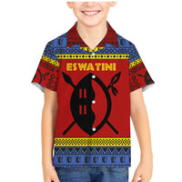 Eswatini Flag Family Matching Mermaid Dress and Hawaiian Shirt with Traditional Shield Spear and Cultural Pattern Design - Wonder Print Shop