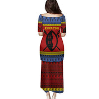 Eswatini Flag Family Matching Puletasi and Hawaiian Shirt with Traditional Shield Spear and Cultural Pattern Design - Wonder Print Shop