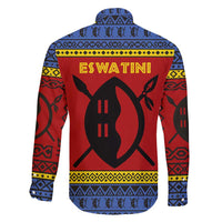 Eswatini Flag Family Matching Short Sleeve Bodycon Dress and Hawaiian Shirt with Traditional Shield Spear and Cultural Pattern Design - Wonder Print Shop