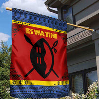 Eswatini Flag Garden Flag with Traditional Shield Spear and Cultural Pattern Design - Wonder Print Shop