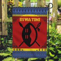 Eswatini Flag Garden Flag with Traditional Shield Spear and Cultural Pattern Design - Wonder Print Shop
