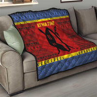 Eswatini Flag Quilt with Traditional Shield Spear and Cultural Pattern Design - Wonder Print Shop
