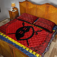 Eswatini Flag Quilt Bed Set with Traditional Shield Spear and Cultural Pattern Design - Wonder Print Shop