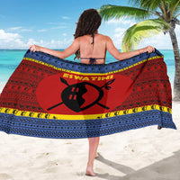 Eswatini Flag Sarong with Traditional Shield Spear and Cultural Pattern Design - Wonder Print Shop