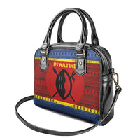 Eswatini Flag Shoulder Handbag with Traditional Shield Spear and Cultural Pattern Design - Wonder Print Shop