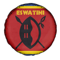 Eswatini Flag Spare Tire Cover with Traditional Shield Spear and Cultural Pattern Design - Wonder Print Shop