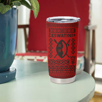 Eswatini Flag Tumbler Cup with Traditional Shield Spear and Cultural Pattern Design - Wonder Print Shop
