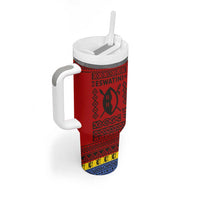 Eswatini Flag Tumbler With Handle with Traditional Shield Spear and Cultural Pattern Design - Wonder Print Shop