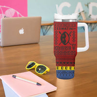 Eswatini Flag Tumbler With Handle with Traditional Shield Spear and Cultural Pattern Design - Wonder Print Shop