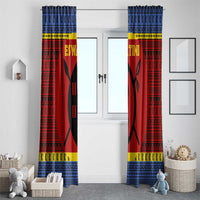 Eswatini Flag Window Curtain with Traditional Shield Spear and Cultural Pattern Design - Wonder Print Shop