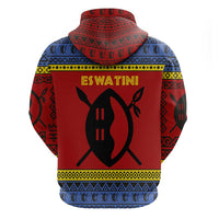 Eswatini Flag Zip Hoodie with Traditional Shield Spear and Cultural Pattern Design - Wonder Print Shop