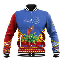 Eswatini Aloe Vera Baseball Jacket with Flag Print and Cultural Motif From Thorn to Flame