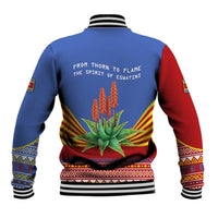 Eswatini Aloe Vera Baseball Jacket with Flag Print and Cultural Motif From Thorn to Flame