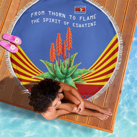 Eswatini Aloe Vera Beach Blanket with Flag Print and Cultural Motif From Thorn to Flame