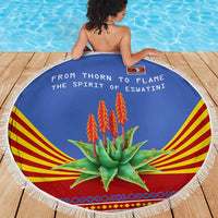 Eswatini Aloe Vera Beach Blanket with Flag Print and Cultural Motif From Thorn to Flame