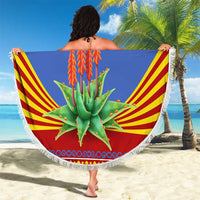 Eswatini Aloe Vera Beach Blanket with Flag Print and Cultural Motif From Thorn to Flame