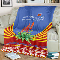 Eswatini Aloe Vera Blanket with Flag Print and Cultural Motif From Thorn to Flame