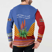 Eswatini Aloe Vera Button Sweatshirt with Flag Print and Cultural Motif From Thorn to Flame