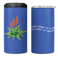 Eswatini Aloe Vera 4 in 1 Can Cooler Tumbler with Flag Print and Cultural Motif From Thorn to Flame