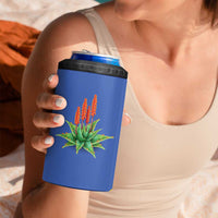 Eswatini Aloe Vera 4 in 1 Can Cooler Tumbler with Flag Print and Cultural Motif From Thorn to Flame