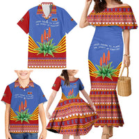 Eswatini Aloe Vera Family Matching Mermaid Dress and Hawaiian Shirt with Flag Print and Cultural Motif From Thorn to Flame