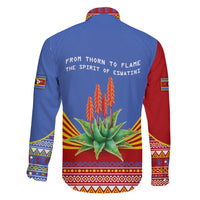Eswatini Aloe Vera Family Matching Short Sleeve Bodycon Dress and Hawaiian Shirt with Flag Print and Cultural Motif From Thorn to Flame
