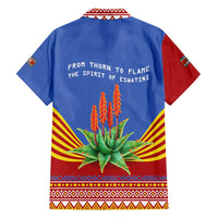 Eswatini Aloe Vera Family Matching Summer Maxi Dress and Hawaiian Shirt with Flag Print and Cultural Motif From Thorn to Flame