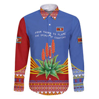 Eswatini Aloe Vera Family Matching Tank Maxi Dress and Hawaiian Shirt with Flag Print and Cultural Motif From Thorn to Flame