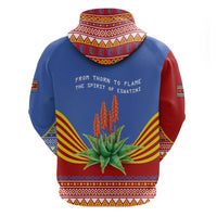 Eswatini Aloe Vera Hoodie with Flag Print and Cultural Motif From Thorn to Flame