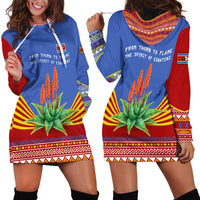 Eswatini Aloe Vera Hoodie Dress with Flag Print and Cultural Motif From Thorn to Flame