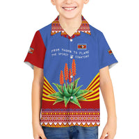Eswatini Aloe Vera Kid Hawaiian Shirt with Flag Print and Cultural Motif From Thorn to Flame