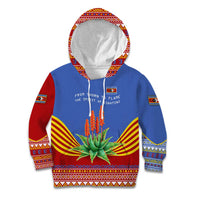 Eswatini Aloe Vera Kid Hoodie with Flag Print and Cultural Motif From Thorn to Flame