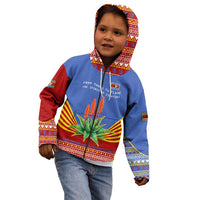 Eswatini Aloe Vera Kid Hoodie with Flag Print and Cultural Motif From Thorn to Flame