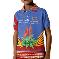 Eswatini Aloe Vera Kid Polo Shirt with Flag Print and Cultural Motif From Thorn to Flame