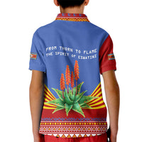 Eswatini Aloe Vera Kid Polo Shirt with Flag Print and Cultural Motif From Thorn to Flame