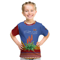 Eswatini Aloe Vera Kid T Shirt with Flag Print and Cultural Motif From Thorn to Flame