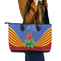 Eswatini Aloe Vera Leather Tote Bag with Flag Print and Cultural Motif From Thorn to Flame