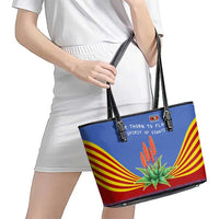 Eswatini Aloe Vera Leather Tote Bag with Flag Print and Cultural Motif From Thorn to Flame