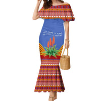 Eswatini Aloe Vera Mermaid Dress with Flag Print and Cultural Motif From Thorn to Flame