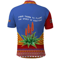 Eswatini Aloe Vera Polo Shirt with Flag Print and Cultural Motif From Thorn to Flame