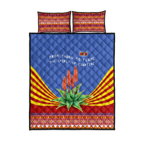 Eswatini Aloe Vera Quilt Bed Set with Flag Print and Cultural Motif From Thorn to Flame