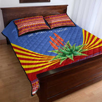 Eswatini Aloe Vera Quilt Bed Set with Flag Print and Cultural Motif From Thorn to Flame