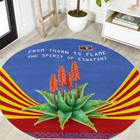 Eswatini Aloe Vera Round Carpet with Flag Print and Cultural Motif From Thorn to Flame