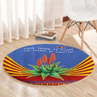 Eswatini Aloe Vera Round Carpet with Flag Print and Cultural Motif From Thorn to Flame