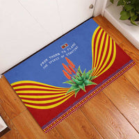 Eswatini Aloe Vera Rubber Doormat with Flag Print and Cultural Motif From Thorn to Flame